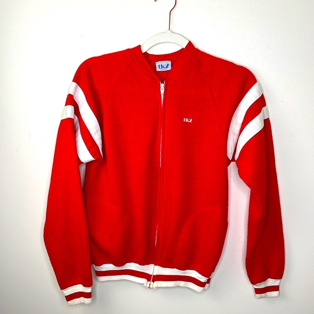 VIntage Red Knit Track Bomber